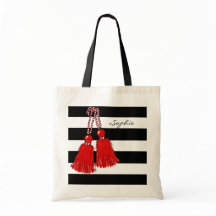 ROTE TASSELS_BLACK STREIFEN DES