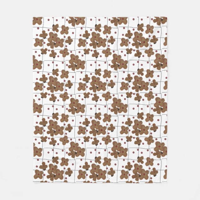 Rote Tasten Braunpapier Blume Fleece Blanken (Vorderseite)