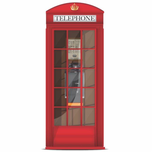 Rote Telefonbox Freistehende Fotoskulptur (Vorne)