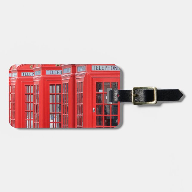 Rote Telefonkabinen von London Gepäckanhänger (Vorderseite horizontal)