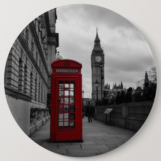Rote Telefonzelle in London-Knopf Button (Vorderseite)
