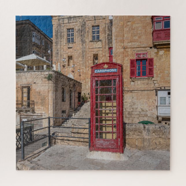 Rote Telefonzelle in Valletta Malta (Vertikal)