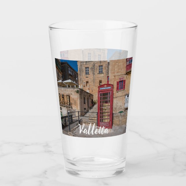 Rote Telefonzelle in Valletta Malta Glas (Vorderseite)