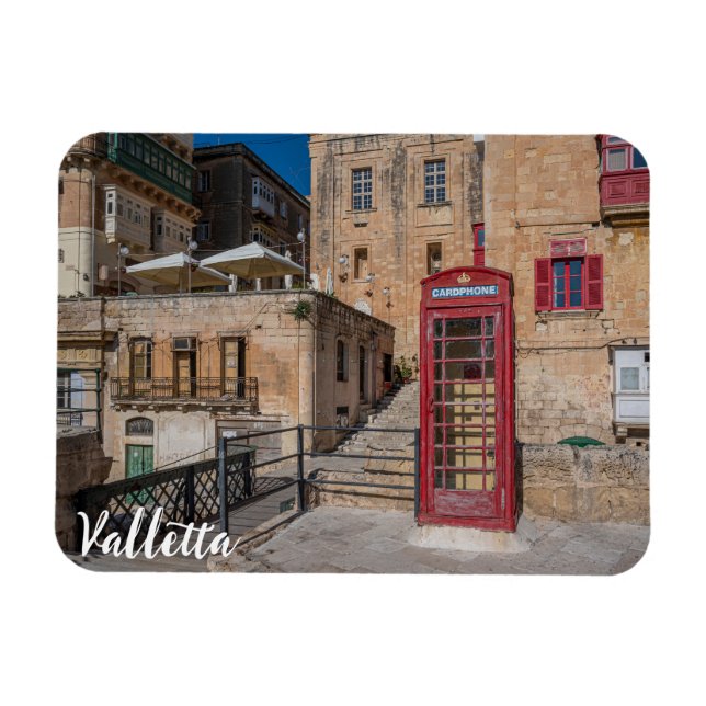 Rote Telefonzelle in Valletta Malta Magnet (Horizontal)