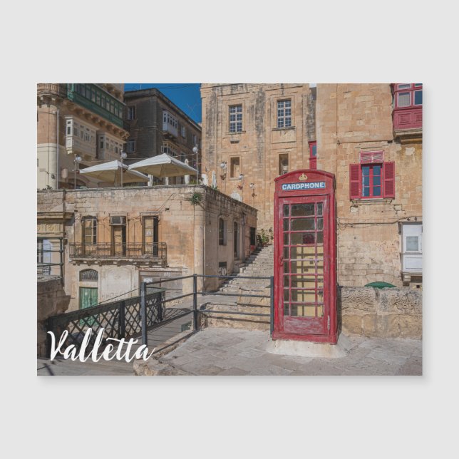 Rote Telefonzelle in Valletta Malta Magnetkarte (Vorderseite)