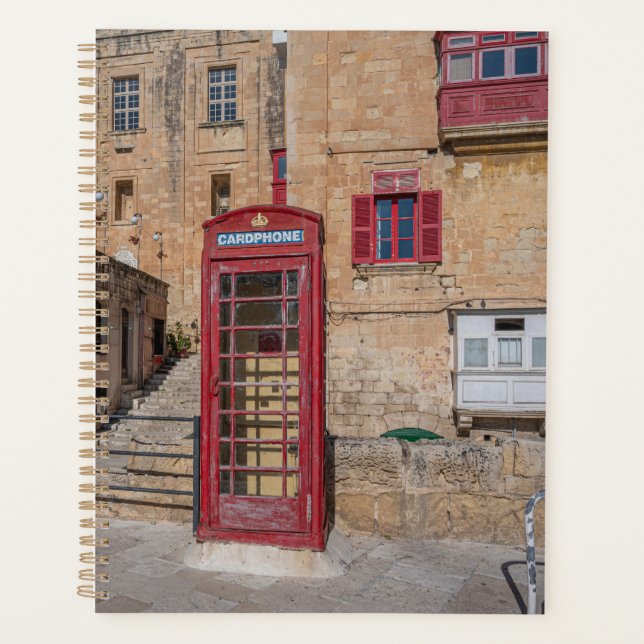 Rote Telefonzelle in Valletta Malta Planer (Vorderseite)