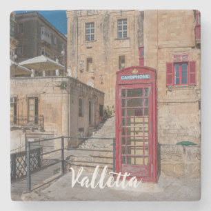 Rote Telefonzelle in Valletta Malta Steinuntersetzer
