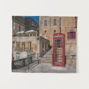 Rote Telefonzelle in Valletta Malta Wandteppich