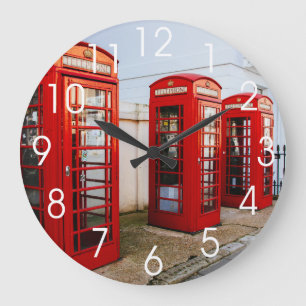 Rote Telefonzellen Londons, Fotografie Große Wanduhr