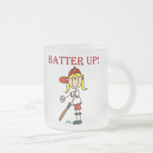 Rote Text Batter Up Mädchen Softball-Shirts und Ge Mattglastasse