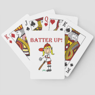 Rote Text Batter Up Mädchen Softball-Shirts und Ge Spielkarten