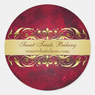 Rote Textur Scroll Cupcake Backen Etikett Aufklebe Runder Aufkleber
