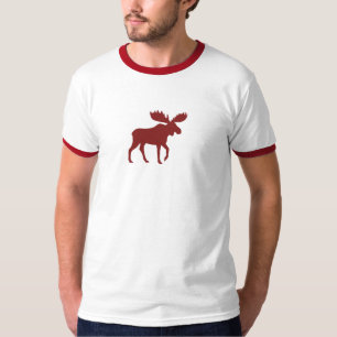 Rote Tier-wildes Tier der Elch-Silhouette-  T-Shirt