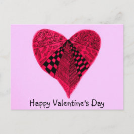 Rote Tinte gezeichnet Valentine Herz Feiertagspostkarte