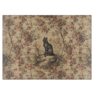 Rote Toile-Chinoiserie-Katze Damast Schneidebrett