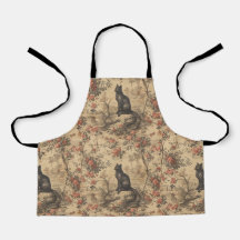 Rote Toile Chinoiserie Katze Damast