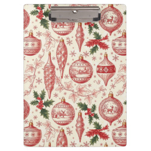 Rote Toile Chinoiserie Weihnachtsdekoration Klemmbrett