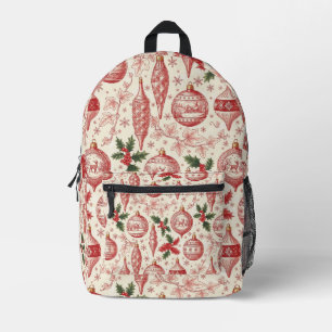 Rote Toile-Chinoiserie-Weihnachtsdekorationen Bedruckter Rucksack