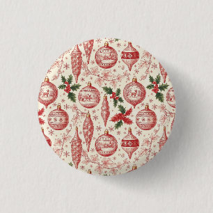 Rote Toile-Chinoiserie-Weihnachtsdekorationen Button