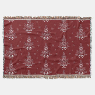 Rote Toile De Jouy Coquette Weihnachtsfoliage Decke