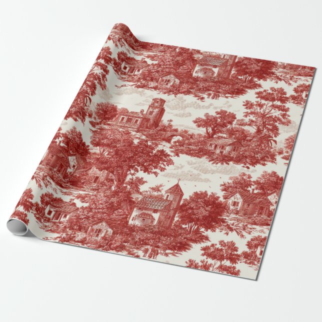 Rote Toile-Landschaftsszene (8) Geschenkpapier (Ungerollt)