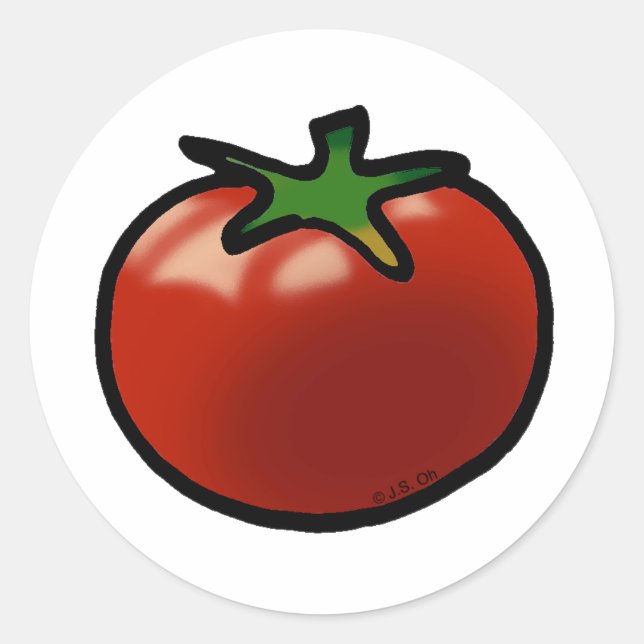 Rote Tomate Runder Aufkleber (Vorderseite)