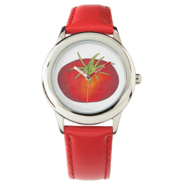 Rote Tomaten Gemüse Veggie Feinschmecker beobachte Armbanduhr (Vorderseite)