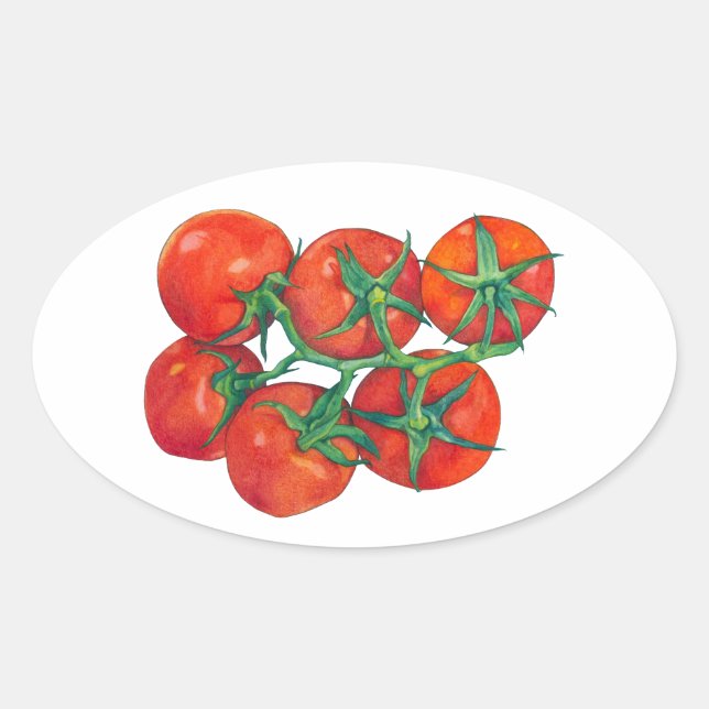 Rote Tomaten/Paradeiser Ovalaufkleber Ovaler Aufkleber (Vorderseite)