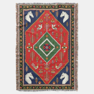 Rote traditionelle Volkskunst geometrische Tier-Ta Decke