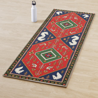 Rote traditionelle Volkskunst geometrische Tier-Ta Yogamatte