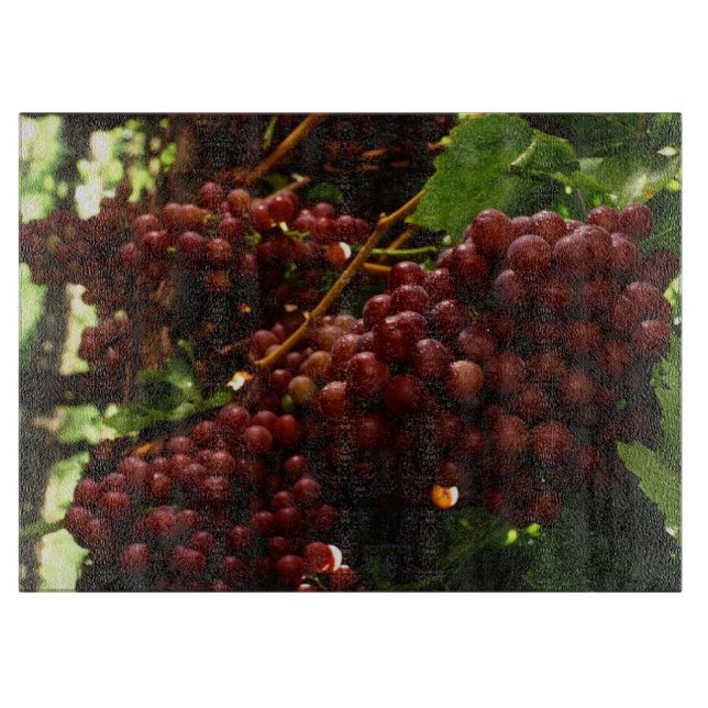 Rote Trauben auf Weinrebe Schneidebrett (Vorderseite)