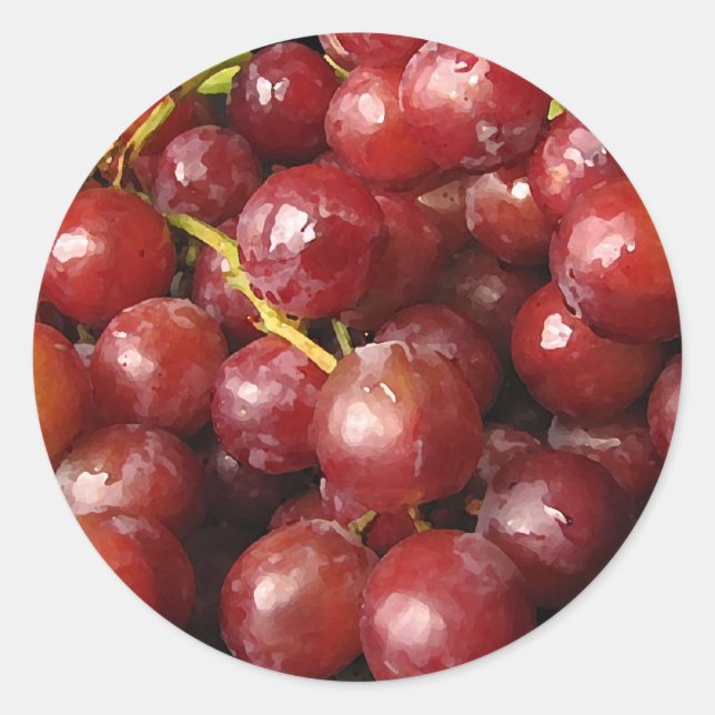 Rote Trauben Runder Aufkleber (Vorderseite)