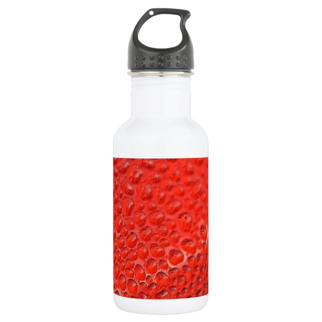 Rote Tropfen auf Glas Edelstahlflasche (Vorderseite)