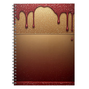 Rote tropfende Farbe goldener Glitter Notizblock