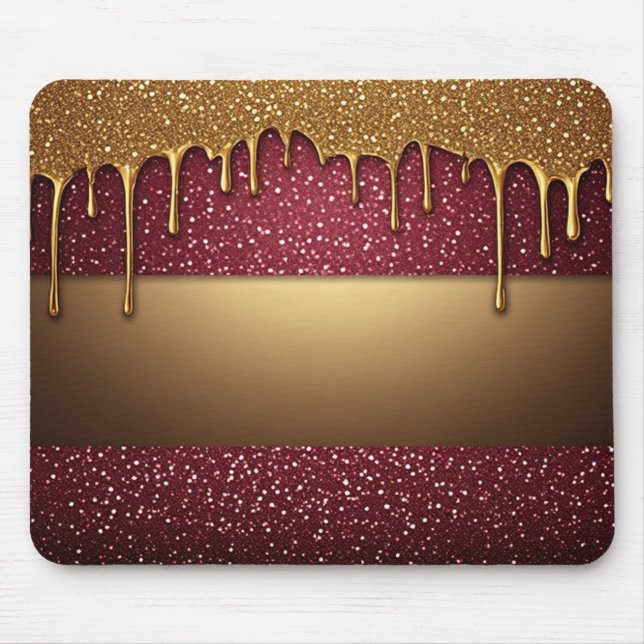 Rote tropfende Farbe über goldenem Glitter-Hinterg Mousepad (Vorne)