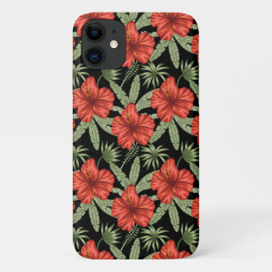 Rote tropische Blume nahtlose Muster grüne Blätter Case-Mate iPhone Hülle