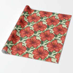 Rote tropische, nahtlose, blumenförmige Blume Geschenkpapier