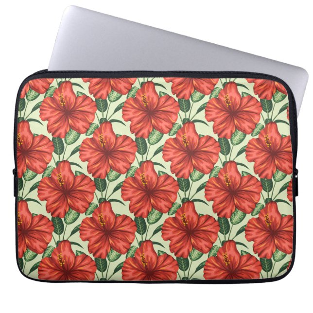 Rote tropische, nahtlose, blumenförmige Blume Laptopschutzhülle (Vorderseite)