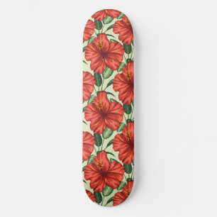 Rote tropische, nahtlose, blumenförmige Blume Skateboard