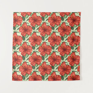 Rote tropische, nahtlose, blumenförmige Blume Wandteppich