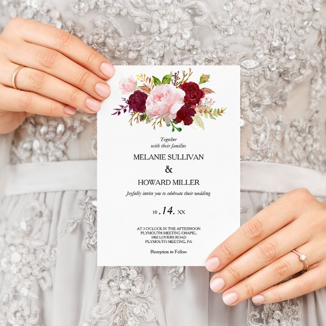 Rote Tropische und romantische Hochzeit Einladung (Von Creator hochgeladen)