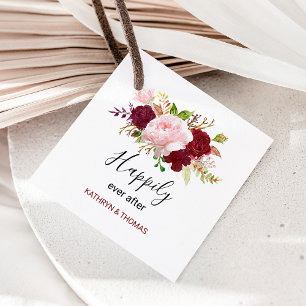 Rote Tropische und romantische Hochzeit Geschenkanhänger