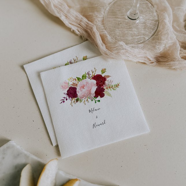 Rote tropische und romantische Hochzeit Napkins Serviette (Von Creator hochgeladen)