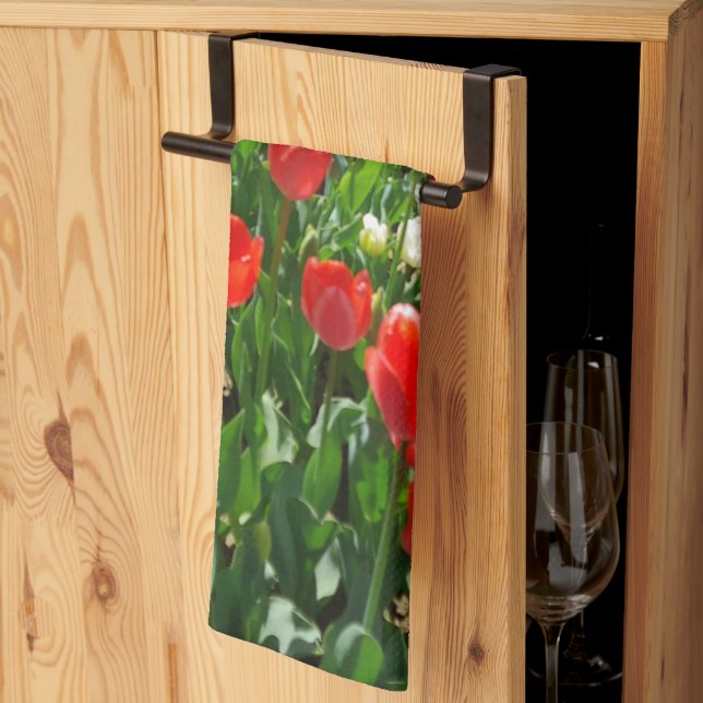 Rote Tulip Blume Naturfotografie Geschirrtuch (Drittel gefaltet)