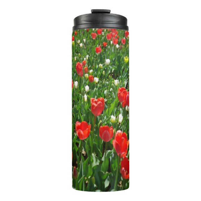 Rote Tulip Blume Naturfotografie Thermosbecher (Vorderseite)