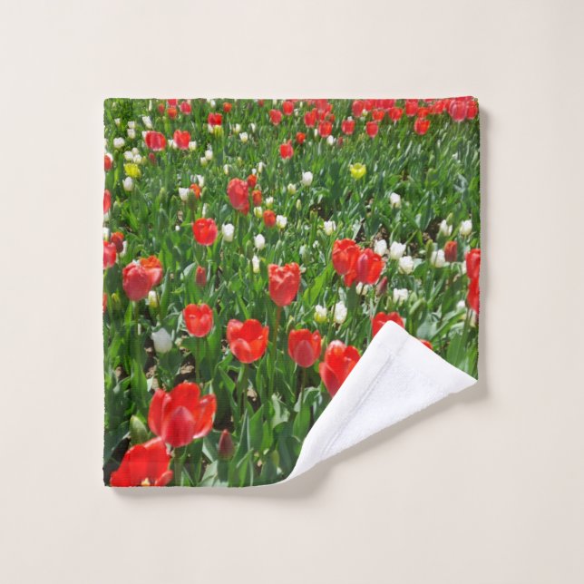 Rote Tulip Blume Naturfotografie Waschlappen (Waschlappen)