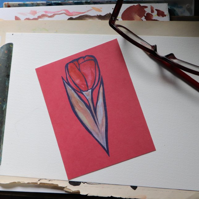 Rote Tulip Frühlingsnatur Postkarte (Von Creator hochgeladen)