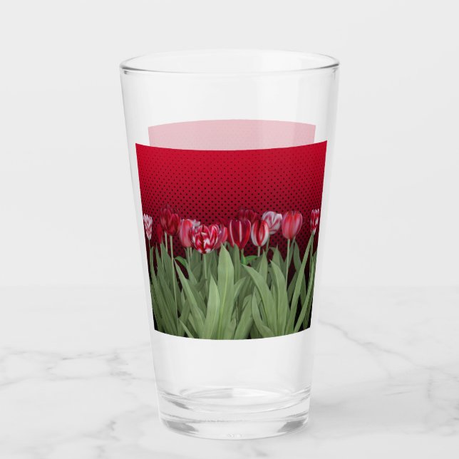 Rote Tulips auf Gradient Glas (Vorderseite)