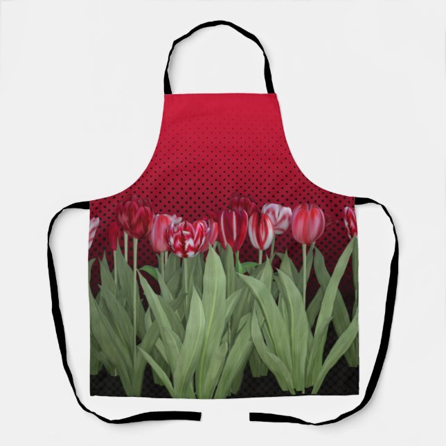 Rote Tulips auf Gradient Schürze (Vorderseite)