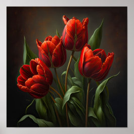 Rote Tulips Blume Art Print Poster